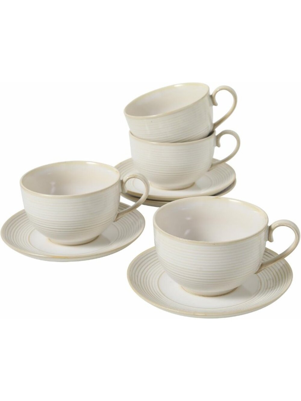 Ceramic Cappuccino Cups Set of 4 with Saucers - Large 12oz Coffee & Tea Mugs